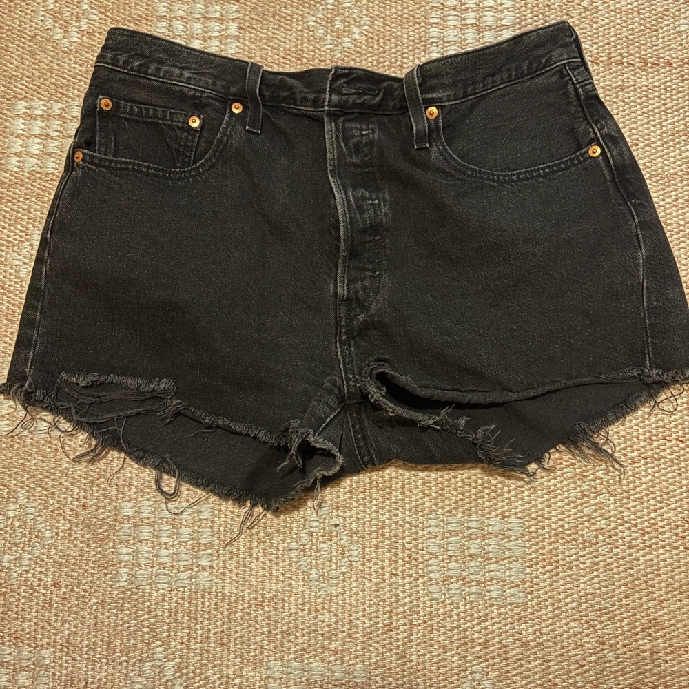 Levi's Black Distressed Cutoff Denim Shorts